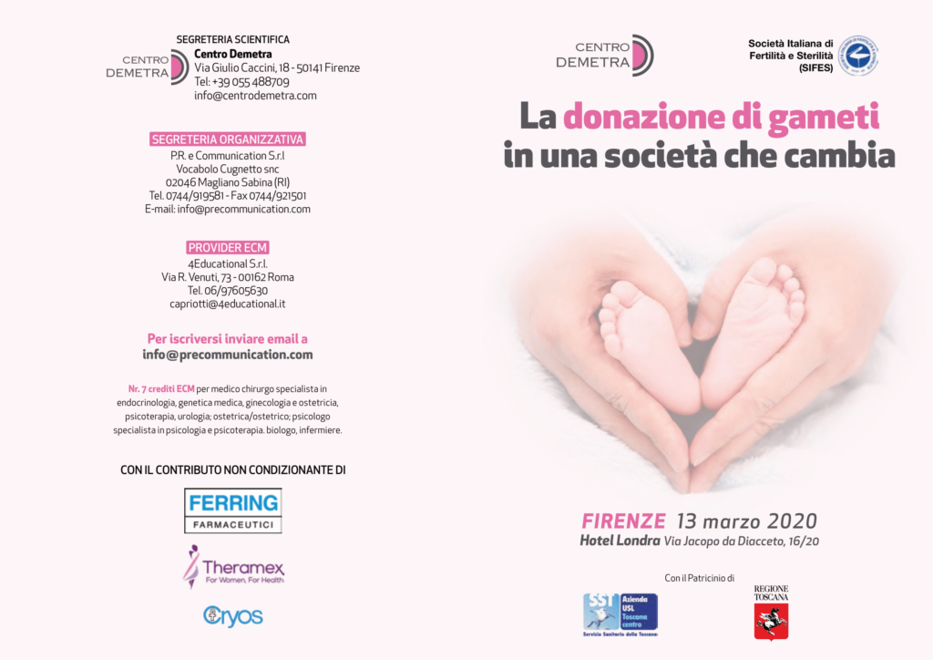 Convegno: la donazione di gameti in una società che cambia – 13 MARZO 2020, FIRENZE – Centro Demetra